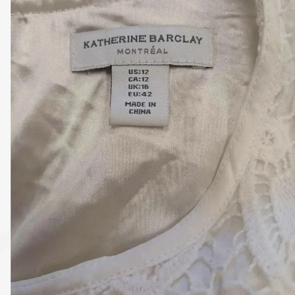 Katherine Barclay White Crochet Lace  Sleeveless Midi Dress Size 12 - Picture 12 of 12